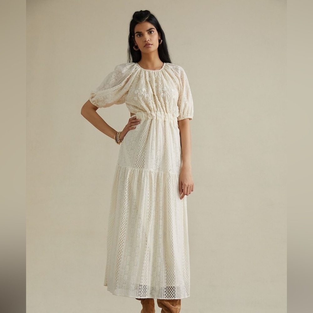 Anthropologie Verb Size 12 Ivory Agneza Lace Maxi Dress